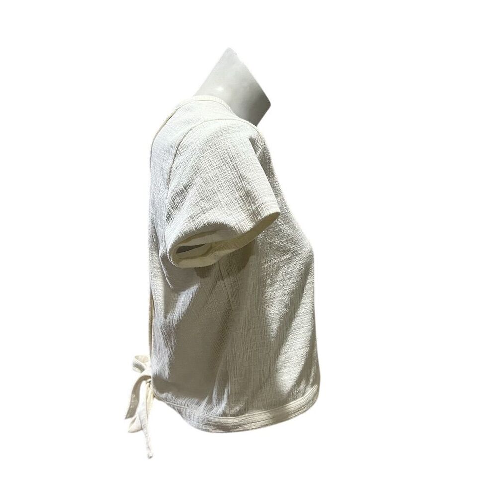 Madewell Women's Ivory Tie-Back Short Sleeve Top Size M Casual - Picture 3 of 9